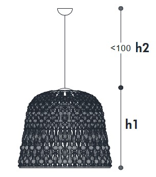Lustre Crowns Incanto Italamp pour Suspension - Dimensions